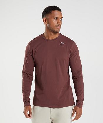 Long Sleeve Gymshark Crest Hombre Rosas Marrones | CO 3463KOR